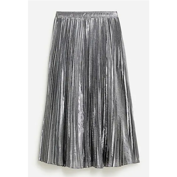 23. J.Crew Pleated silver lamé midi skirt - Picture 4 of 9